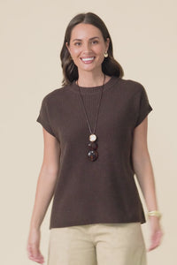 Joyce Chocolate Wool Cashmere Tee