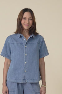 Quinn Blue Denim Collared Shirt,Video