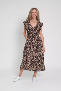 Libby Brown Leopard Midi Dress,Video