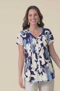Isobel Blue Floral Button Top,Video