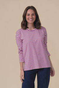 Vienna Purple Stripe Long Sleeve Tee,Video