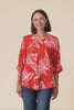 Riveria Red Floral V Neck Top