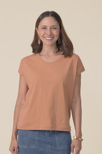 Mindy Mocha Cotton Shell Tee,video