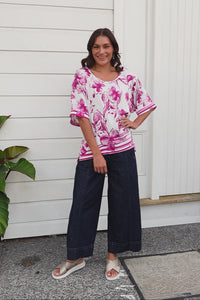 Kendria Pink Floral Batwing Top