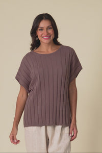 Blake Mocha Cotton Linen Knit Top