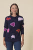 Starla Navy Patchwork Knit Jumper