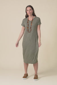 Travel No-Iron Khaki Midi Dress,video