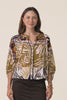 Piccolo Brown Palm Cotton Blouse,video