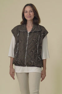Kaylani Chocolate Sequin Quilted Vest,Video