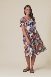 Murano Blue Abstract Cotton Dress
