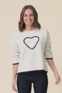 Zoe Beige Heart Knit Jumper