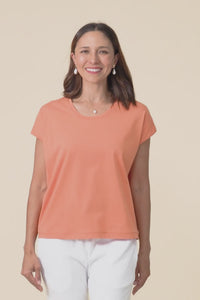 Mindy Orange Cotton Shell Tee,video