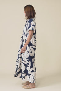 Nova Navy Floral Shirt Dress,Video