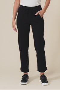 Angie Black Cotton Drawstring Pants