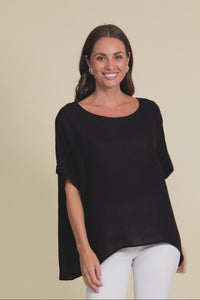 Chaya Black Linen Top