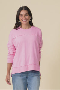 Jayne Pink Cotton Crewneck Sweatshirt
