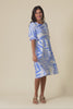 Cyrus Blue Palm Cotton Blend Dress