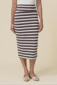 Brown Stripe Bamboo Maxi Tube Skirt