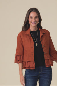 Dolores Rust Cotton Frill Jacket