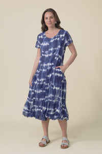 Yuki Navy Tie Dye Crinkle Cotton Dress,video