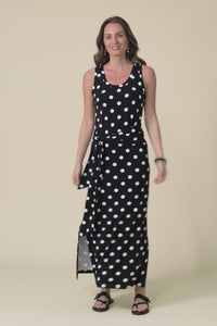 Macy Black Spot Bamboo Maxi Tie Dress,Video