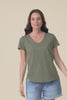Maggie Khaki Cotton Vee Tee,Video