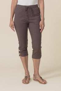 Bulimba Chocolate Cotton Capri Pants,video