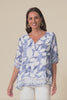 Ramy Blue Leaf Cotton Blend Top