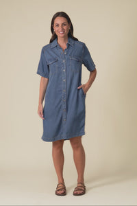 Cora Blue Denim Shirt Dress