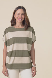 Varley Khaki Stripe Cotton Tee,video