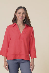 Brayden Red Collared Blouse,video