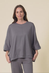 Valeria Grey Cotton Oversized Tee