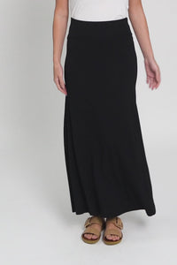 Lana Black Bamboo Cotton Maxi Skirt,Video