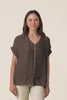Attica Chocolate Cotton Blend Button Top,video