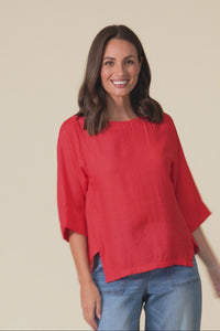 Tommy Red Side Split Top
