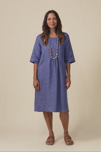 Nolita Dark Blue Linen Pocket Dress