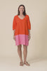Bella Orange Split Linen Blend Dress,Video