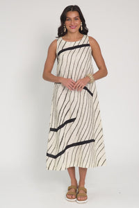 Sasha Black Stripe Linen Dress