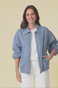 Callie Blue Denim Bomber Jacket