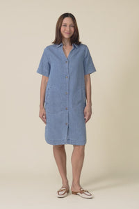 Dawson Blue Denim Button Dress,Video