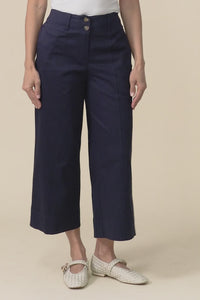 Kristy Navy Cotton Wide Leg Pants,Video