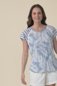 Sail Blue Palm Cotton Blend Tee,video