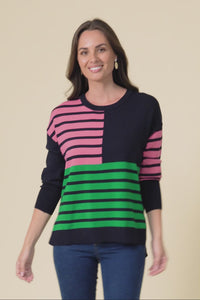 Effie Navy Stripe Knit Jumper