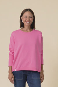 Divine Hot Pink Cotton Crew Sweatshirt