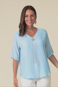Yasmin Blue Layered Button Top