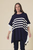 Fidelia Navy Stripe Knit Poncho