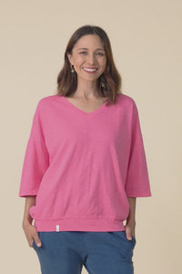 Mazie Melon Cotton V Neck Sweat,Video
