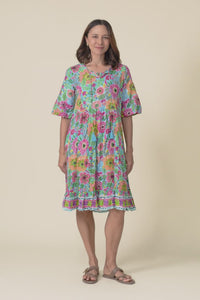 Mila Blue Floral Crinkle Cotton Dress,video