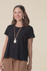 Monroe Black Cotton Pleated Tee,video