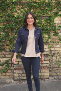 Danielle Navy Stretch Jean Jacket